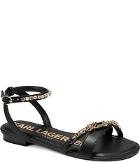 KARL LAGERFELD PARIS Christiano Chain Rhinestone Pearl Ankle Strap Sandals