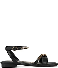 KARL LAGERFELD PARIS Christiano Chain Rhinestone Pearl Ankle Strap Sandals