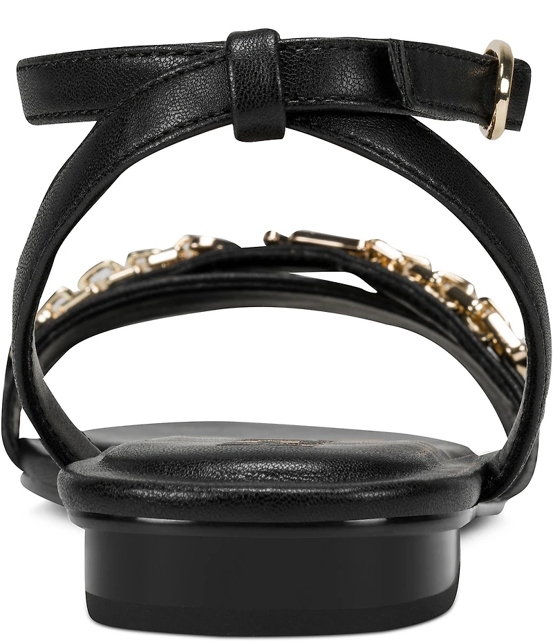 KARL LAGERFELD PARIS Christiano Chain Rhinestone Pearl Ankle Strap Sandals