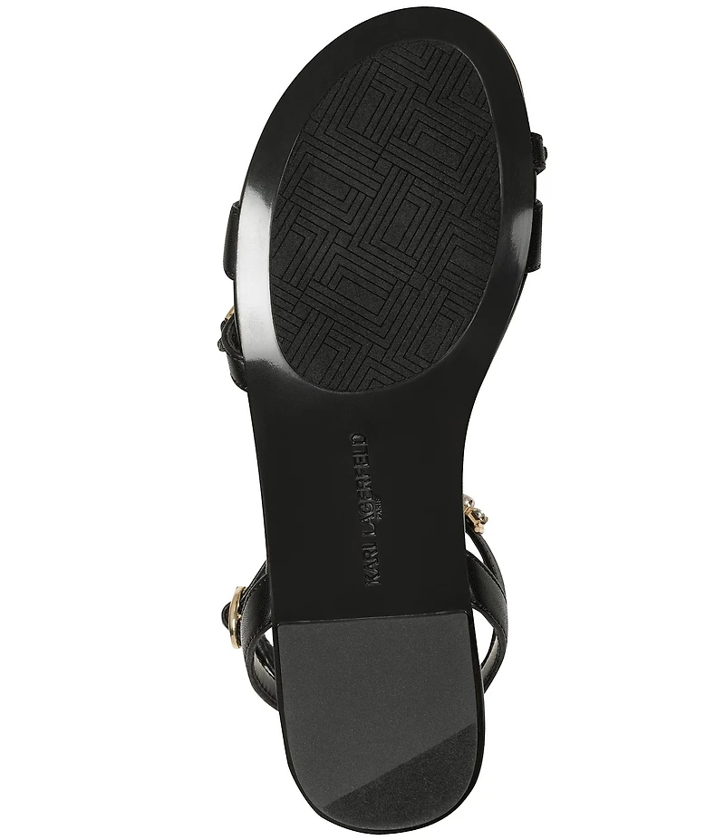 KARL LAGERFELD PARIS Christiano Chain Rhinestone Pearl Ankle Strap Sandals