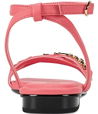 KARL LAGERFELD PARIS Christiano Chain Rhinestone Pearl Ankle Strap Sandals