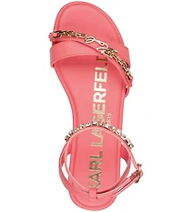 KARL LAGERFELD PARIS Christiano Chain Rhinestone Pearl Ankle Strap Sandals