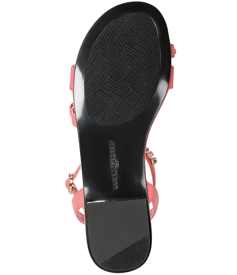 KARL LAGERFELD PARIS Christiano Chain Rhinestone Pearl Ankle Strap Sandals