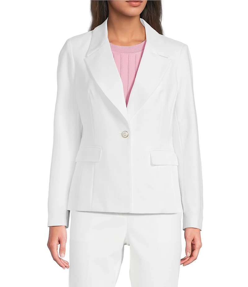 KARL LAGERFELD PARIS Compression Cotton Notch Lapel Collar Long Sleeve One Button-Front Jacket