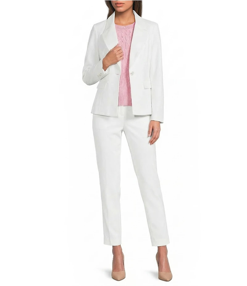 KARL LAGERFELD PARIS Compression Cotton Notch Lapel Collar Long Sleeve One Button-Front Jacket