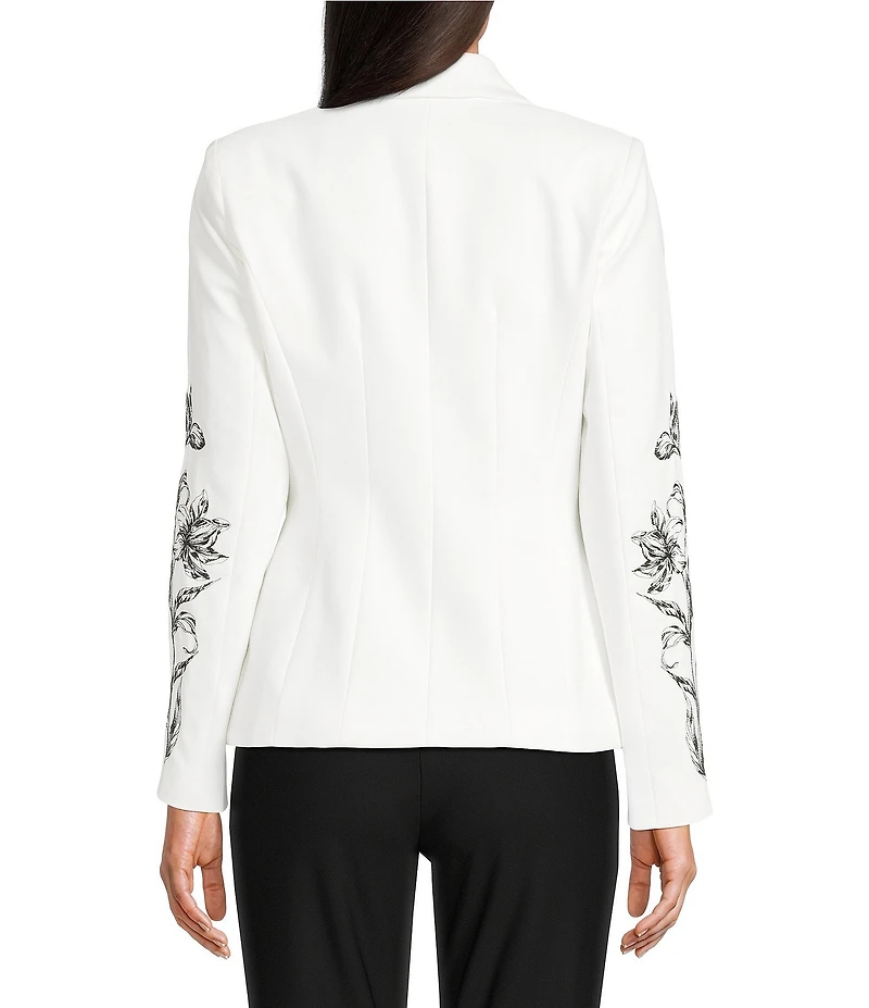 KARL LAGERFELD PARIS Compression Cotton Notch Lapel Long Sleeve Jacket