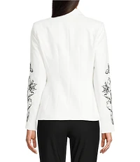 KARL LAGERFELD PARIS Compression Cotton Notch Lapel Long Sleeve Jacket