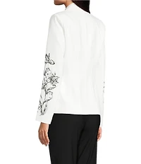 KARL LAGERFELD PARIS Compression Cotton Notch Lapel Long Sleeve Jacket
