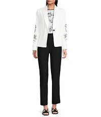 KARL LAGERFELD PARIS Compression Cotton Notch Lapel Long Sleeve Jacket