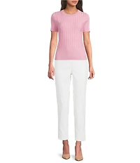 KARL LAGERFELD PARIS Compression Cotton Straight Leg Ankle Pants