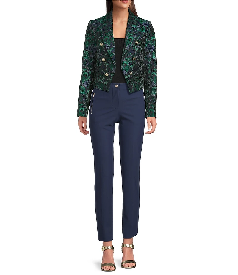 KARL LAGERFELD PARIS Compression Flat Front Straight Leg Pants