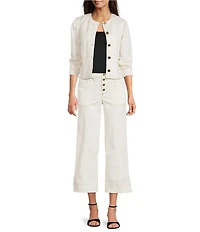 KARL LAGERFELD PARIS Contrast Trim Wide Leg Coordinating Pants