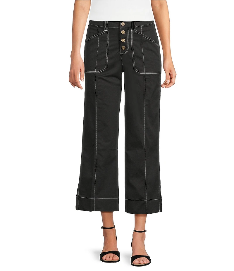 KARL LAGERFELD PARIS Contrast Trim Wide Leg Coordinating Pants