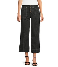 KARL LAGERFELD PARIS Contrast Trim Wide Leg Coordinating Pants