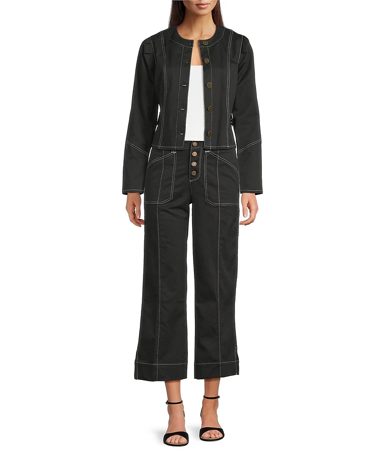 KARL LAGERFELD PARIS Contrast Trim Wide Leg Coordinating Pants