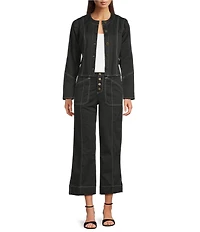 KARL LAGERFELD PARIS Contrast Trim Wide Leg Coordinating Pants