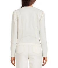KARL LAGERFELD PARIS Coordinating Round Neck Long Sleeve Contrast Trim Cropped Jacket