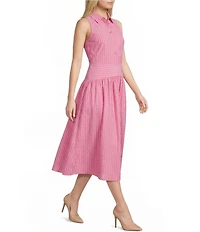 Karl Lagerfeld Paris Cotton Striped Midi Shirtdress