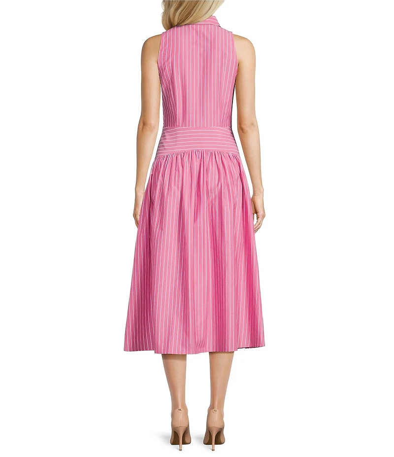 Karl Lagerfeld Paris Cotton Striped Midi Shirtdress