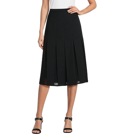 KARL LAGERFELD PARIS Crepe Knit Lace Midi A-Line Skirt