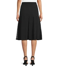 KARL LAGERFELD PARIS Crepe Knit Lace Midi A-Line Skirt