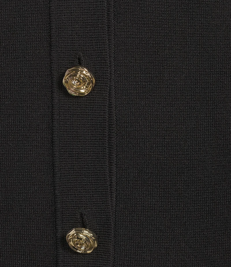 KARL LAGERFELD PARIS Crew Neck Sleeveless Button-Front Tank Top Sweater