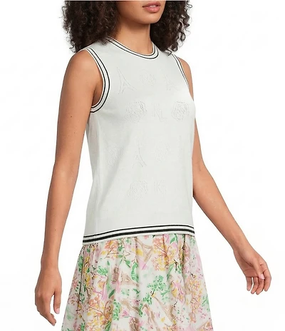 KARL LAGERFELD PARIS Crew Neck Sleeveless Tank Top Sweater
