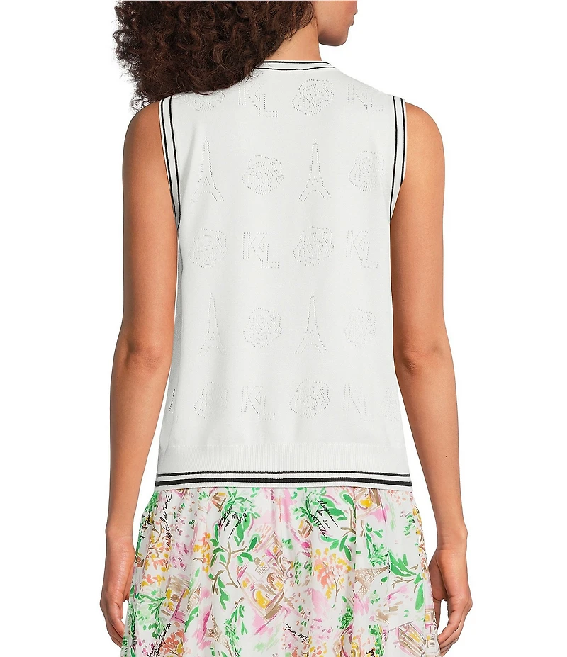 KARL LAGERFELD PARIS Crew Neck Sleeveless Tank Top Sweater