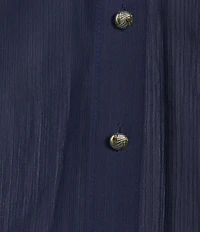KARL LAGERFELD PARIS Crinkle Chiffon Point Collar Long Sleeve Blouse