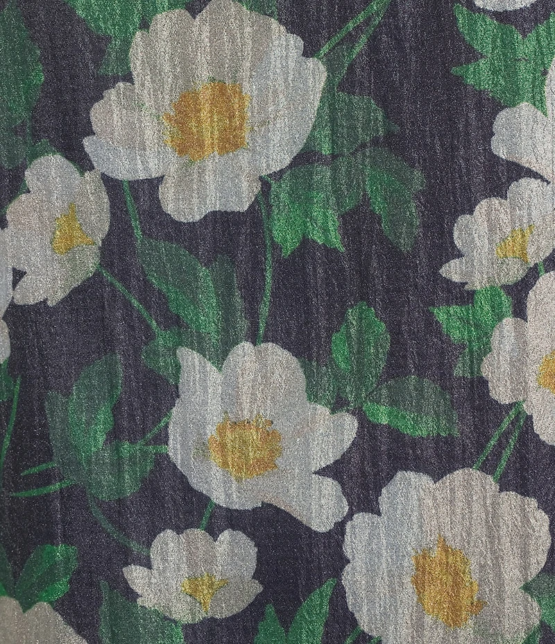 KARL LAGERFELD PARIS Crinkle Organza Floral Print Round Neck Sleeveless Blouse