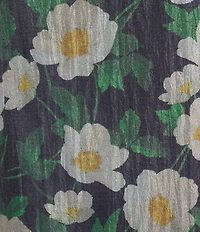 KARL LAGERFELD PARIS Crinkle Organza Floral Print Round Neck Sleeveless Blouse