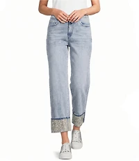 KARL LAGERFELD PARIS Crystal Cuff Hem Stretch Jeans