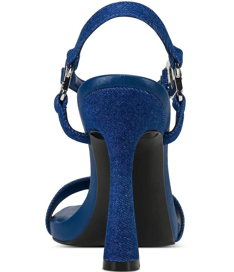 KARL LAGERFELD PARIS Cybil Denim Ankle Strap Dress Sandals