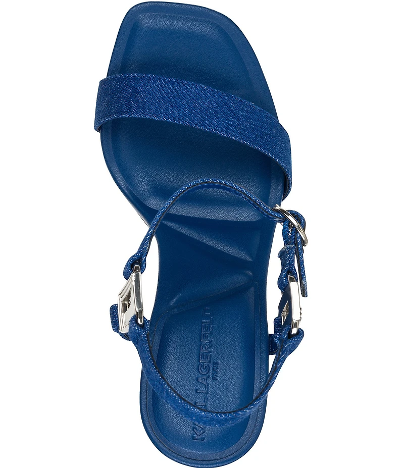 KARL LAGERFELD PARIS Cybil Denim Ankle Strap Dress Sandals