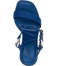 KARL LAGERFELD PARIS Cybil Denim Ankle Strap Dress Sandals