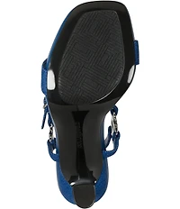 KARL LAGERFELD PARIS Cybil Denim Ankle Strap Dress Sandals