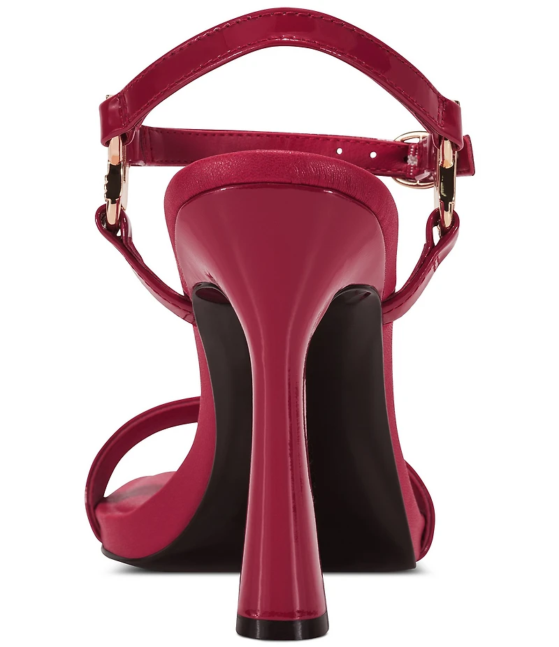 KARL LAGERFELD PARIS Cybil Patent Leather Ankle Strap Dress Sandals