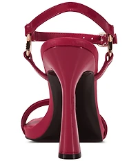 KARL LAGERFELD PARIS Cybil Patent Leather Ankle Strap Dress Sandals