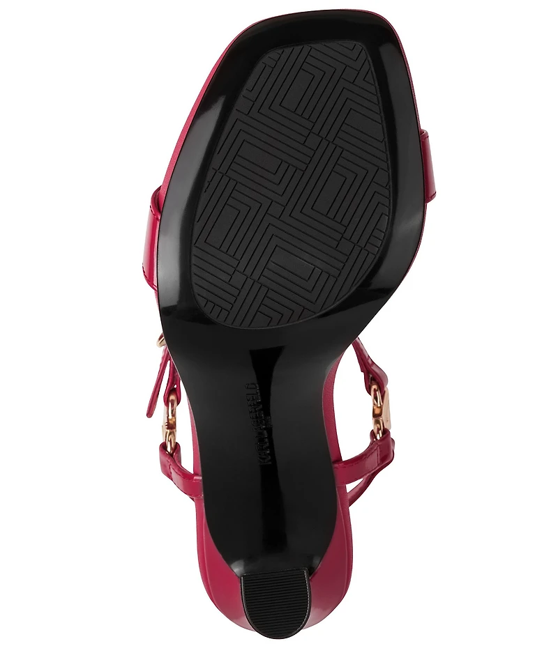 KARL LAGERFELD PARIS Cybil Patent Leather Ankle Strap Dress Sandals