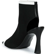 KARL LAGERFELD PARIS Dacey Knit Peep Toe Open Heel Flower Booties
