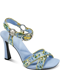 KARL LAGERFELD PARIS Daelin Boucle Ankle Wrap Dress Sandals