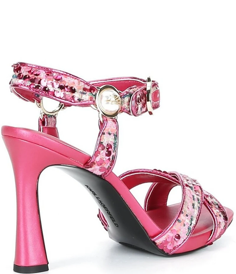 KARL LAGERFELD PARIS Daelin Boucle Ankle Wrap Dress Sandals