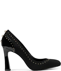 KARL LAGERFELD PARIS Dakira Suede and Patent Studded Stiletto Pumps