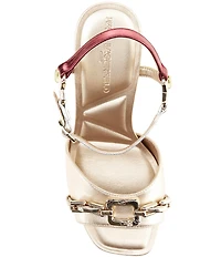 KARL LAGERFELD PARIS Danessa Multi Metallic Leather Ankle Strap Dress Sandals