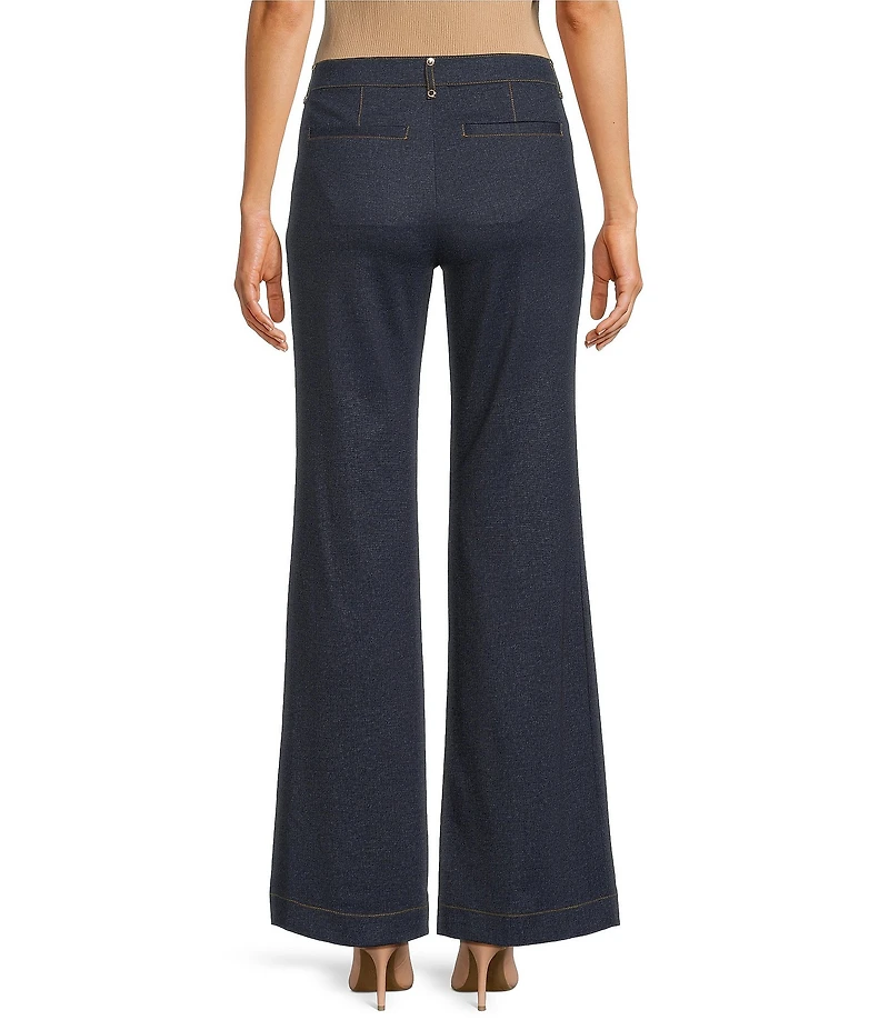 KARL LAGERFELD PARIS Denim Knit Wide Leg Full Length Jeans