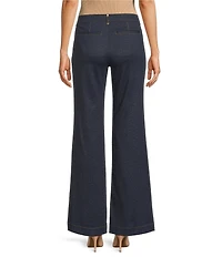 KARL LAGERFELD PARIS Denim Knit Wide Leg Full Length Jeans