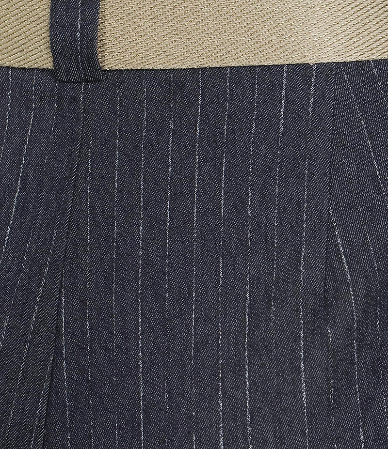 KARL LAGERFELD PARIS Denim Pin Stripe Wide Leg Crop Pants