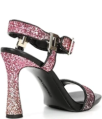KARL LAGERFELD PARIS Dorcie Ombre Glitter Buckle Hardware Ankle Strap High Heel Sandals