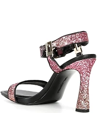 KARL LAGERFELD PARIS Dorcie Ombre Glitter Buckle Hardware Ankle Strap High Heel Sandals