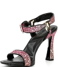 KARL LAGERFELD PARIS Dorcie Ombre Glitter Buckle Hardware Ankle Strap High Heel Sandals